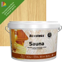 Лак для стен, потолков и полов в банях акрилатный Akvateks Sauna цвет прозрачный полуматовый 9 л