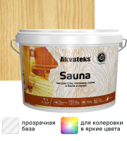 Лак для стен, потолков и полов в банях акрилатный Akvateks Sauna цвет прозрачный полуматовый 9 л