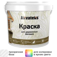 Краска для деревянных фасадов Akvateks матовая прозрачная база С 0.9 л
