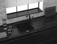 Мойка для кухни врезная с крылом Delinia LM1 78x50 см глубина чаши 20 см кварц цвет черный