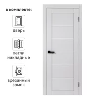 Дверь межкомнатная глухая Легда-28.1 60x200 см полипропилен цвет серое дерево с замком и петлями