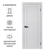 Дверь межкомнатная глухая Легда-28.1 60x200 см полипропилен цвет серое дерево с замком и петлями