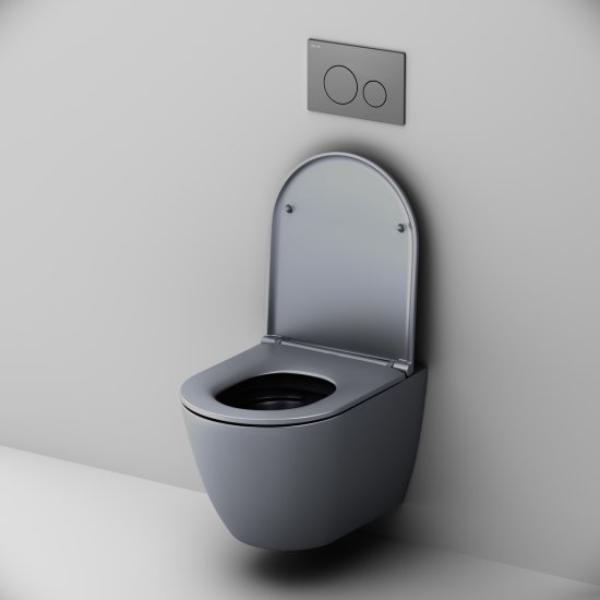 Комплект инсталляция с унитазом AM.PM Struktura Pulse Flash Clean с клавишей, безободковый, с микролифтом, цвет серый