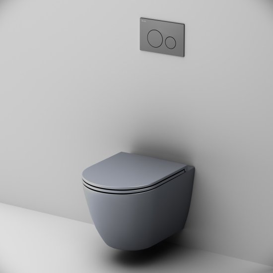 Комплект инсталляция с унитазом AM.PM Struktura Pulse Flash Clean с клавишей, безободковый, с микролифтом, цвет серый