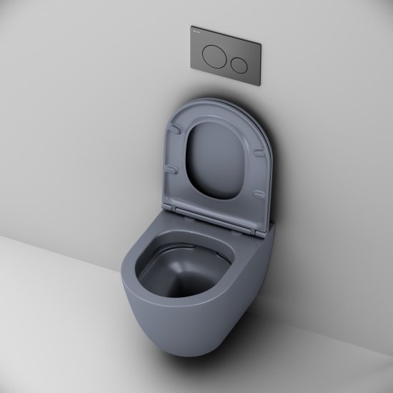 Комплект инсталляция с унитазом AM.PM Struktura Pulse Flash Clean с клавишей, безободковый, с микролифтом, цвет серый