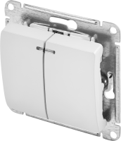 Выключатель встраиваемый Systeme Electric Glossa 2 клавиши цвет белый