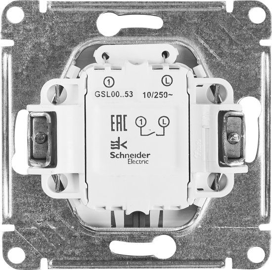 Выключатель встраиваемый Systeme Electric Glossa 2 клавиши цвет алюминий