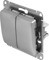 Переключатель встраиваемый Systeme Electric Glossa 2 клавиши цвет алюминий