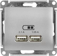 Розетка USB встраиваемый Systeme Electric Glossa цвет алюминий