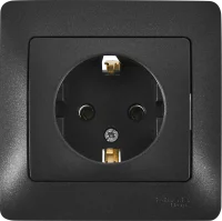Розетка встраиваемая Systeme Electric Glossa с заземлением в сборе цвет антрацит