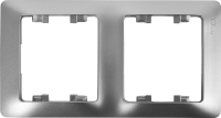 Рамка для розеток и выключателей Systeme Electric Glossa 2 поста вертикальная цвет алюминий