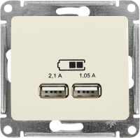Розетка USB встраиваемая Systeme Electric Glossa цвет бежевый