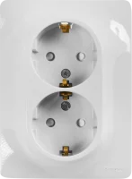 Розетка двойная встраиваемая Systeme Electric Glossa с заземлением со шторками в сборе цвет белый