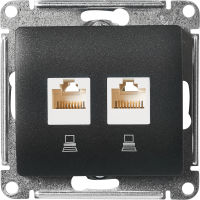 Розетка двойная встраиваемая Systeme Electric Glossa RJ45 UTP cat 5e цвет антрацит
