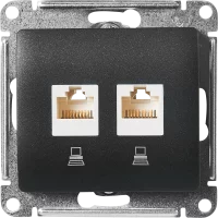 Розетка двойная встраиваемая Systeme Electric Glossa RJ45 UTP cat 5e цвет антрацит