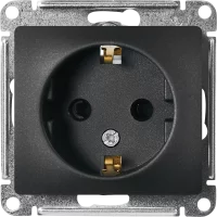 Розетка встраиваемая Systeme Electric Glossa с заземлением с шторками цвет антрацит