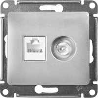Розетка двойная компьютерная встраиваемая Systeme Electric Glossa RJ45 UTP cat 5e цвет алюминий