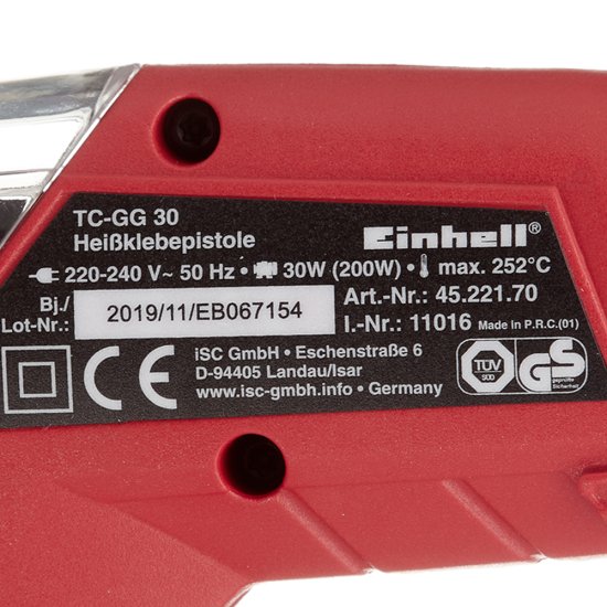 Пистолет клеевой электрический Einhell TC-GG 30 30 Вт (4522170)