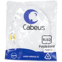 Телефонный патч-корд Cabeus PC-TEL-RJ12-2m