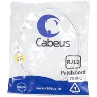 Телефонный патч-корд Cabeus PC-TEL-RJ12-2m