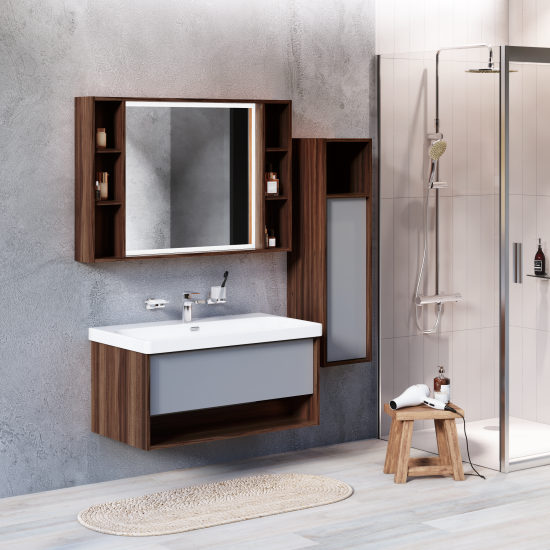 Шкаф для ванной AM.PM Stern M7LCHR0306GM подвесной с полкой 110x30 см цвет орех