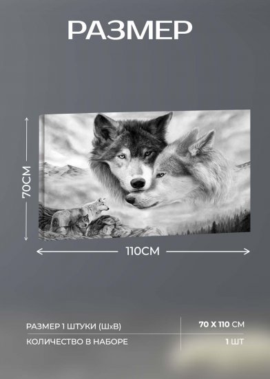 Картина на холсте Волчья верность 110x70 см