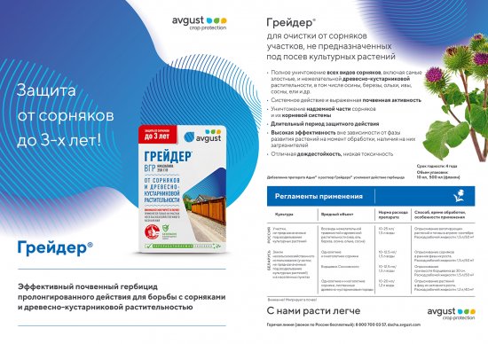 Гербицид от сорняков Avgust Грейдер ВГР концентрат 500 мл