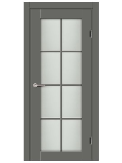 Дверь межкомнатная со стеклом Пьемонт 60x200 см Hardflex цвет стиппл грей с замком и петлями