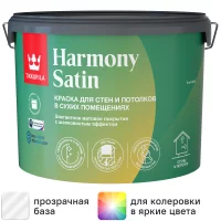 Краска для стен Tikkurila Harmony Satin моющаяся матовая прозрачная база С 9 л