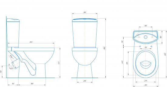 Унитаз-компакт Rosa Дон Люкс косой выпуск двойной слив
