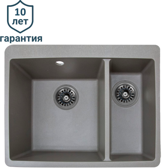 Мойка для кухни врезная Delinia 62x51 см глубина чаши 20 см кварц цвет серый шелк