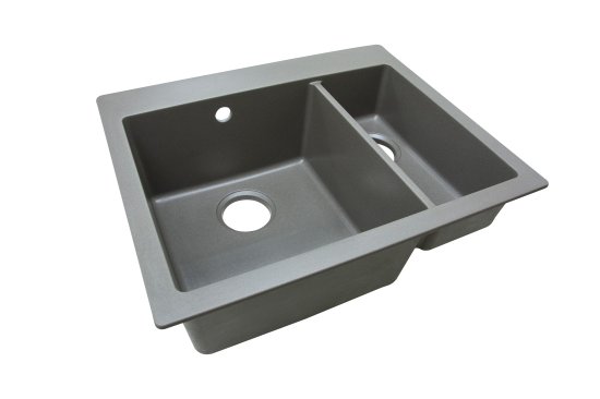 Мойка для кухни врезная Delinia 62x51 см глубина чаши 20 см кварц цвет серый шелк