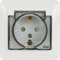 Розетка встраиваемая Systeme Electric Glossa с заземлением со шторками и крышкой цвет белый