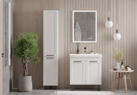 Пенал для ванной с корзиной для белья Гала 350 2D подвесной 185x35 см цвет белый