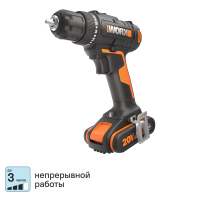 Дрель-шуруповерт аккумуляторная Worx WX100.3, 20 В Li-ion 2x2 Ач