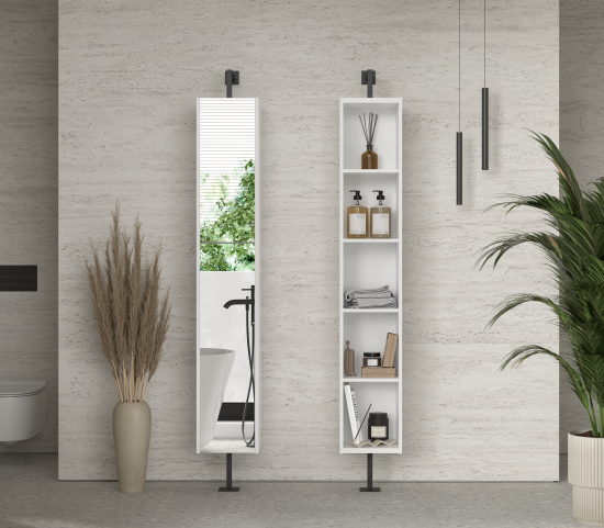 Пенал для ванной Twist 300 напольный 172x30 см цвет белый