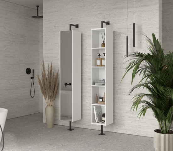 Пенал для ванной Twist 300 напольный 172x30 см цвет белый