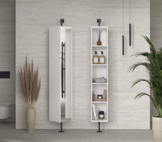 Пенал для ванной Twist 300 напольный 172x30 см цвет белый