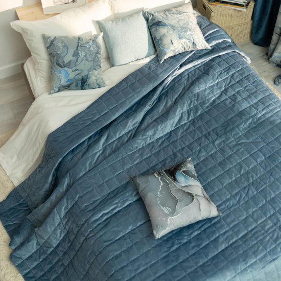 Покрывало Inspire Velvet Etna 220x240 см велюр цвет синий