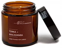 Свеча ароматизированная в стеклянной банке Stella Fragrance Tonka Macadamia коричневая 6 см
