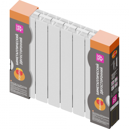 Радиатор секционный Equation Bimetal 500/90 8 секций боковое подключение биметалл белый