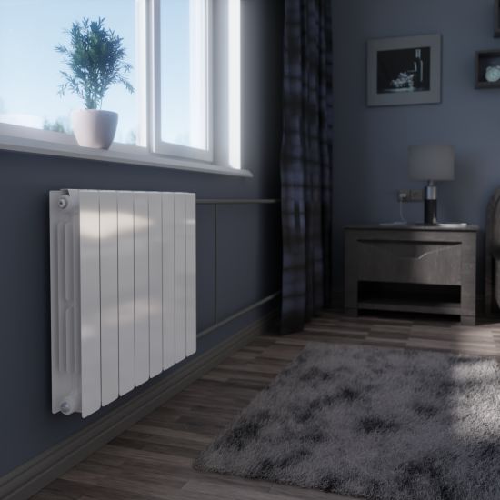 Радиатор секционный Equation Bimetal 500/90 8 секций боковое подключение биметалл белый