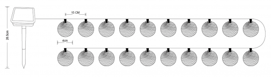 Гирлянда светодиодная шарики Inspire Hina на солнечных батареях 20 LED цвет мультиколор