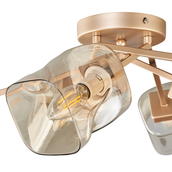 Светильник потолочный Freya FR5095CL-06G, 6 ламп, 24 м², цвет золотистый/бесцветный