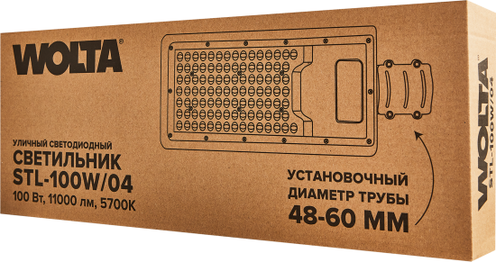 Светильник консольный светодиодный ДКУ Wolta STL-100W/04 100 Вт 5700К IP65 нейтральный белый свет