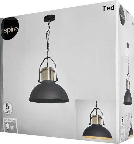 Светильник подвесной Inspire Ted, 1 лампа, 3 м², цвет черный