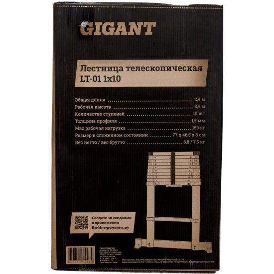 Телескопическая лестница Gigant LT-01 1x10