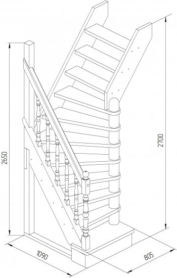 Лестница поворотная 90° ЛС-91 универсальная