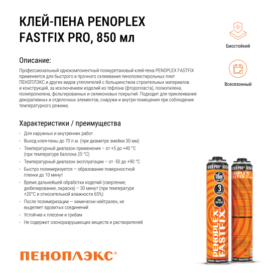 Клей-пена профессиональная Penoplex Fastfix 750 мл