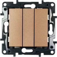 Выключатель трёхклавишный - Legrand Structura - 10А 250В винтовые зажимы - шампань